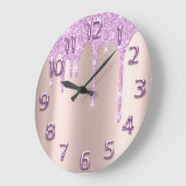 Roos Arabisch getalElegant druppelroze glitter Grote Klok (Hoek)