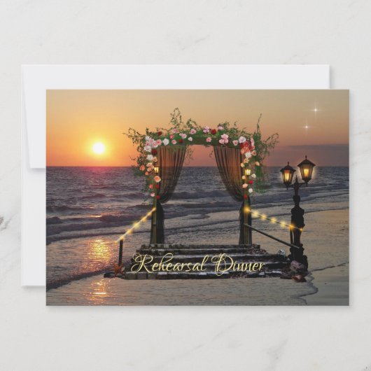 Roos Arbor Beach Wedding Rehearsal Dinner Kaart (Voorkant)