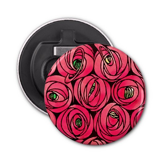 Roos Art Nouveau Rennie Macintosh Graphic Button Flesopener (Voorkant)
