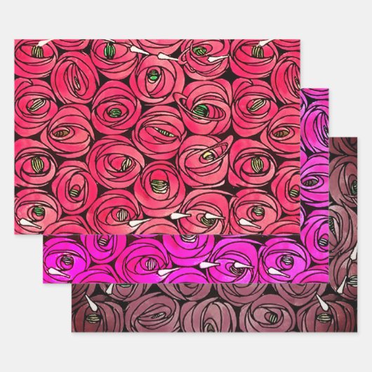 Roos Art Nouveau Rennie Macintosh Graphic Inpakpapier Vel (Set)
