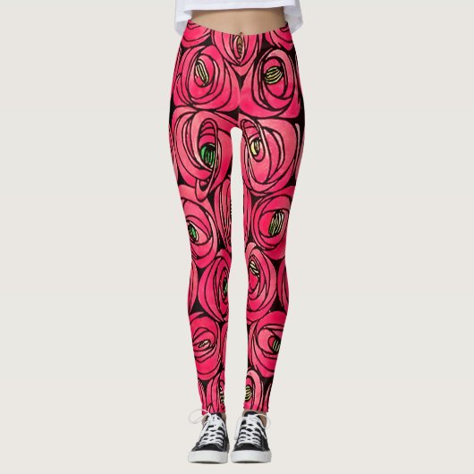 Roos Art Nouveau Rennie Macintosh Graphic Leggings (Voorkant)