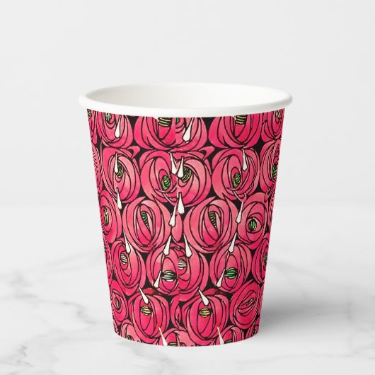 Roos Art Nouveau Rennie Macintosh Graphic Papieren Bekers (Voorkant)