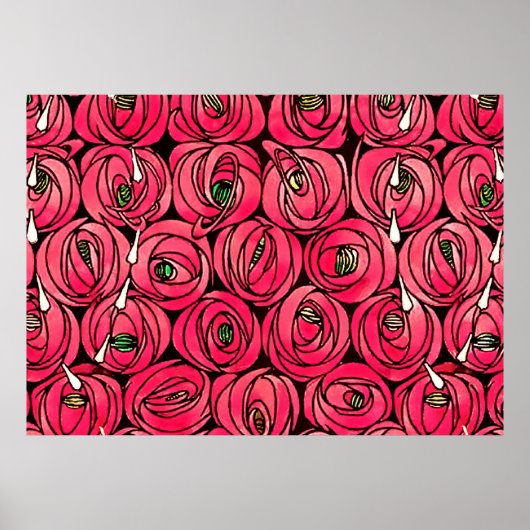 Roos Art Nouveau Rennie Macintosh Graphic Poster (Voorkant)