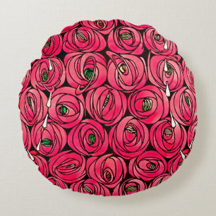 Roos Art Nouveau Rennie Macintosh Graphic Rond Kussen