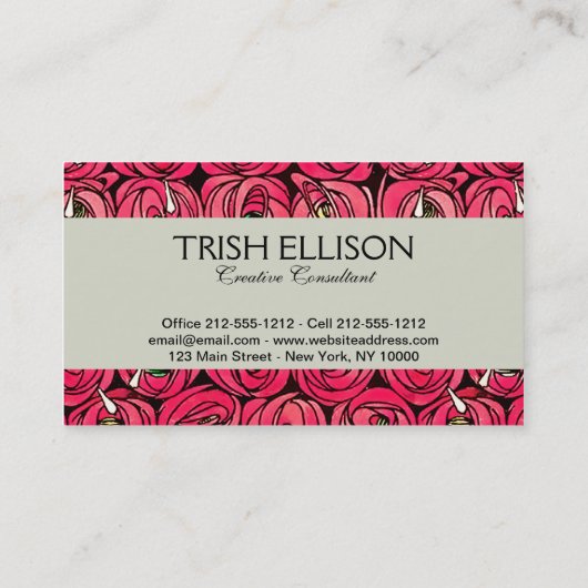 Roos Art Nouveau Rennie Macintosh Graphic Visitekaartje (Achterkant)