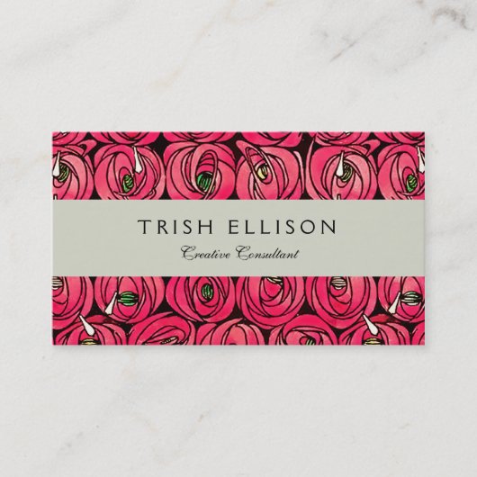 Roos Art Nouveau Rennie Macintosh Graphic Visitekaartje (Voorkant)