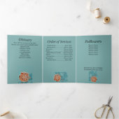 Roos Art Sinaasappel Blue Photo Collage Memorial Drieluik Aankondiging (Binnen)