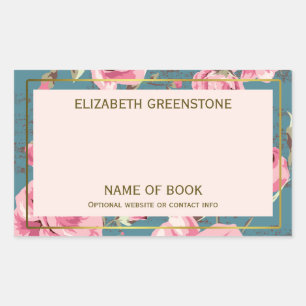  Roos Auteur Handtekening Boekplaat Rechthoekige Sticker