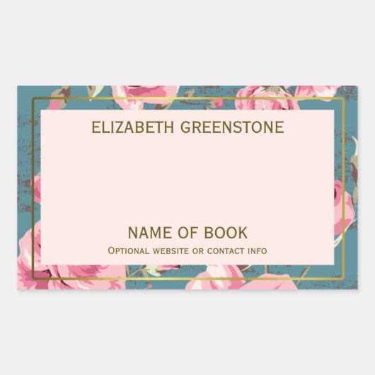 Roos Auteur Handtekening Boekplaat Rechthoekige Sticker (Voorkant)