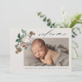 roos baby foto geboorteaankondiging kaart (Staand voorkant)