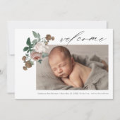  roos baby foto geboorteaankondiging kaart (Voorkant)