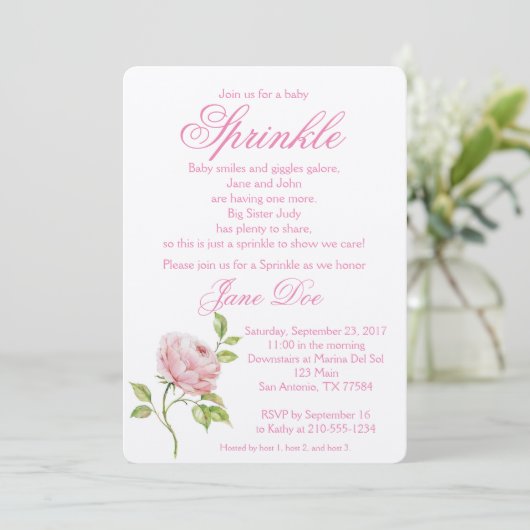 Roos Baby Kaart (Staand voorkant)