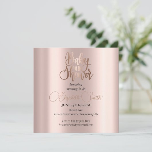 Roos baby kaart (Staand voorkant)