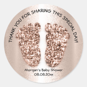 Roos Baby Meisjes Schokje Favor Dank je Ronde Sticker