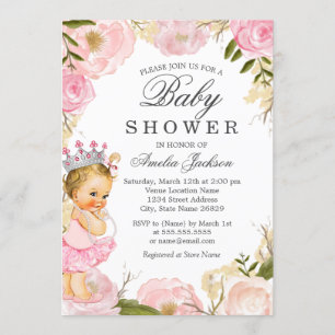 Roos Baby Prinses Het is een meisje Baby Shower Ui Kaart