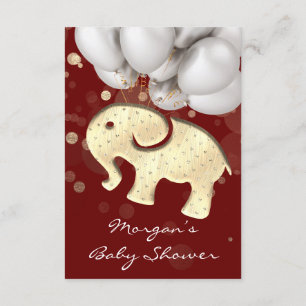 Roos Baby shower Elephant Gold Ballon Burgundy Kaart
