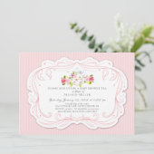  Roos Baby shower Tea Party Uitnodiging (Staand voorkant)