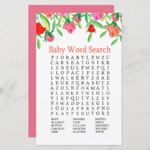 Roos Baby shower Word Search Game