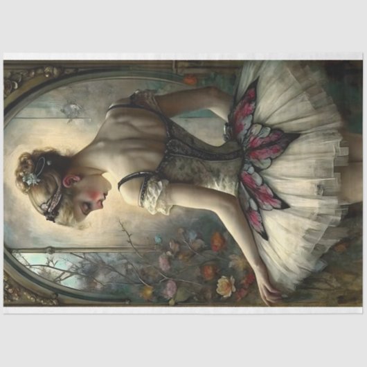  Roos Ballerina Art Decoupage Tissuepapier (Voorkant)