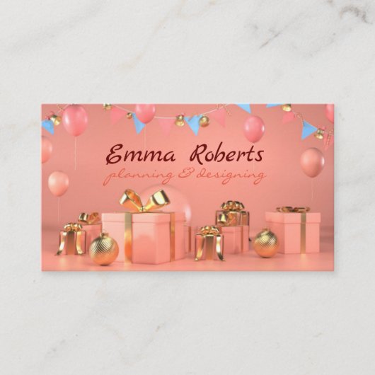 Roos-ballonnen Planning en Visitekaartje ontwerpen (Voorkant)