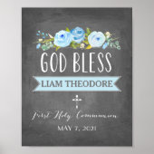 Roos banner | Blauw Chalkboard Poster (Voorkant)