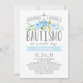 Roos banner blauw | Spaanse Bautismo Kaart (Voorkant)