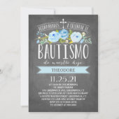 Roos Banner Blue Krijtbord | Spanish Bautismo Kaart (Voorkant)