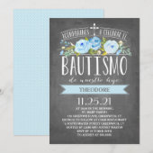 Roos Banner Blue Krijtbord | Spanish Bautismo Kaart (Voorkant / Achterkant)