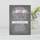 Roos Banner Bruids Douche Uitnodiging Paarse (Staand voorkant)