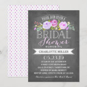 Roos Banner Bruids Douche Uitnodiging Paarse (Voorkant / Achterkant)