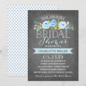 Roos Banner Bruidsdouche Uitnodiging blauw (Voorkant / Achterkant)