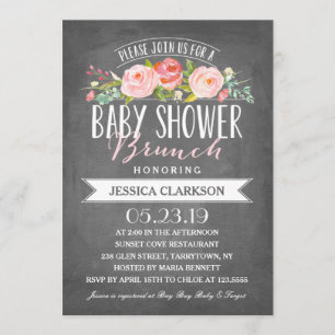 Roos Banner Brunch   Uitnodiging tot Baby shower