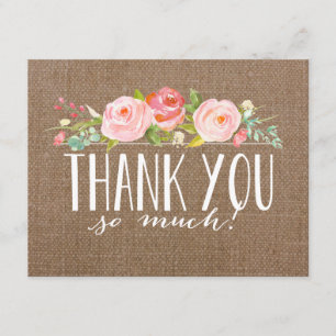 Roos Banner Burlap   Baby shower Hartelijk dank Bedankkaart