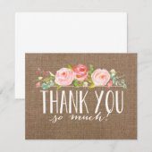 Roos Banner Burlap | Baby shower Hartelijk dank Bedankkaart (Voorkant / Achterkant)