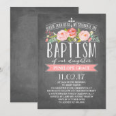 Roos Banner Chalkboard | Baptisme-uitnodiging Kaart (Voorkant / Achterkant)