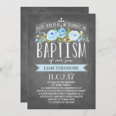 Roos Banner Chalkboard | Uitnodiging tot blauwe ba (Voorkant / Achterkant)