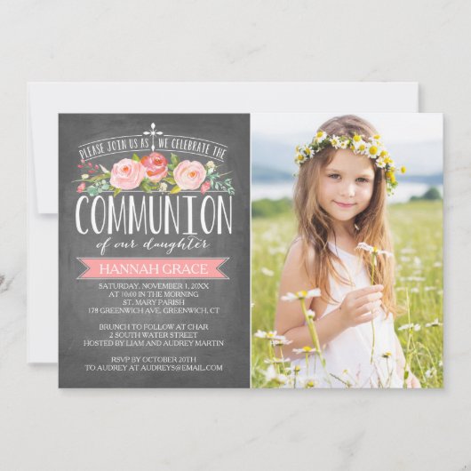 Roos Banner Chalkboard | Uitnodiging van de Gemeen (Voorkant)