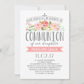 Roos-banner | communie-uitnodiging kaart (Voorkant)