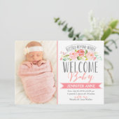 Roos-banner | Geboorteaankondiging meisje Aankondiging (Staand voorkant)