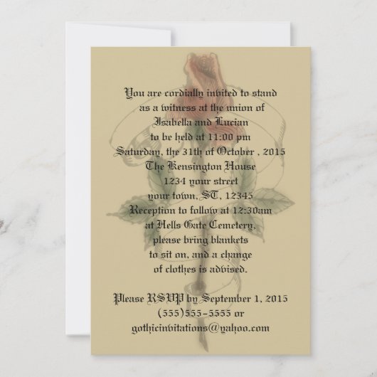  Roos Banner Gothic Wedding Invitations Kaart (Voorkant)