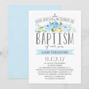 Roos banner   Jongen Baptism-uitnodiging Kaart