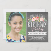 Roos Banner Krijtbord | Birthday Kaart (Voorkant)