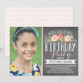 Roos Banner Krijtbord | Birthday Kaart (Voorkant / Achterkant)