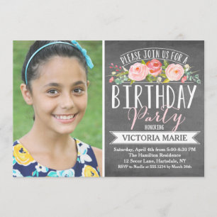 Roos Banner Krijtbord   Birthday Kaart