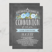 Roos Banner Krijtbord | communie-uitnodiging Kaart (Voorkant / Achterkant)