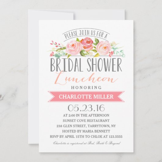 Roos Banner Luncheon Vrijgezellenfeest Kaart (Voorkant)