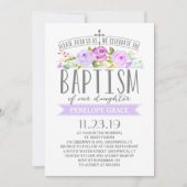 Roos-banner | Meisje doop uitnodiging | Paars (Voorkant)