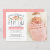 Roos Banner Pink Baptisme Uitnodiging (Voorkant / Achterkant)