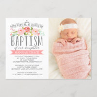 Roos Banner Pink Baptisme Uitnodiging