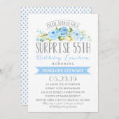 Roos Banner Surprise 55th Birthday Luncheon Kaart (Voorkant / Achterkant)